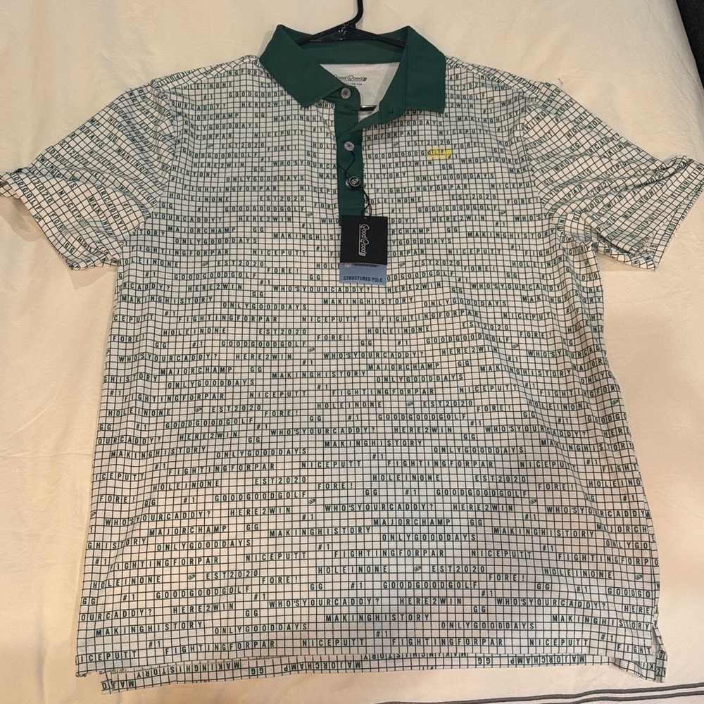 Good Good Green and White Golf Shirt